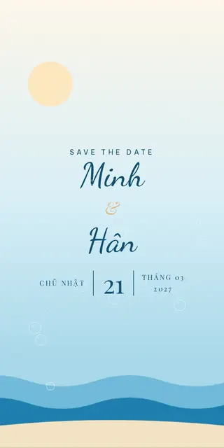 Mẫu thiệp Biển Xanh