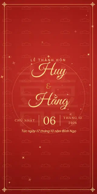 Mẫu thiệp Đỏ Song Hỷ