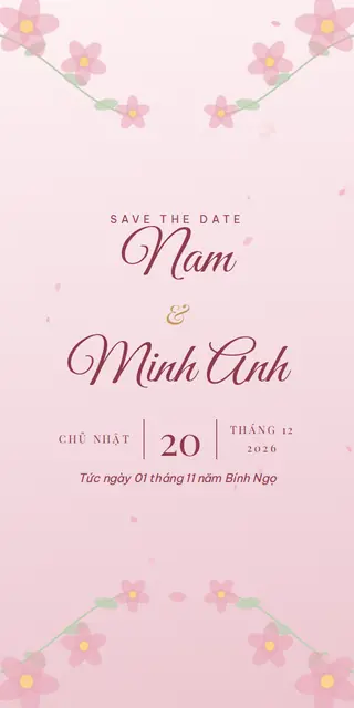 Mẫu thiệp Hồng Pastel