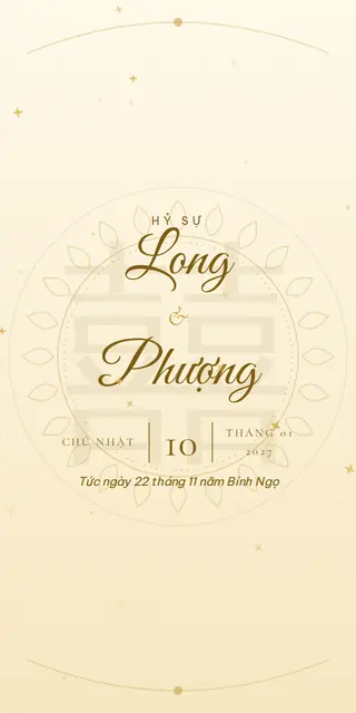 Mẫu thiệp Vàng Kim Hỷ Sự